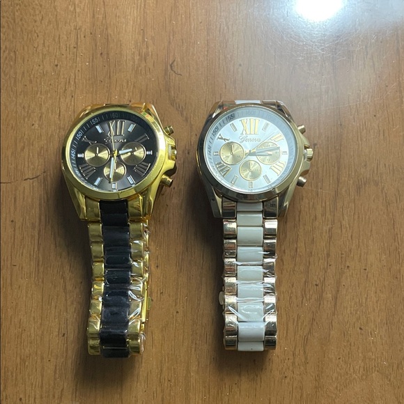 Set Geneva Men's Gold and Silver Quartz Movement Chronograph Watches - Picture 4 of 4